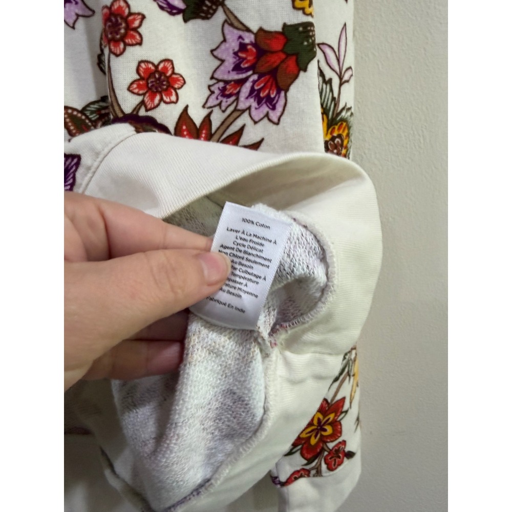 Talbots Blooming Jacobean Floral Crewneck Sweatshirt Ivory Red Orange Medium - Picture 6 of 6